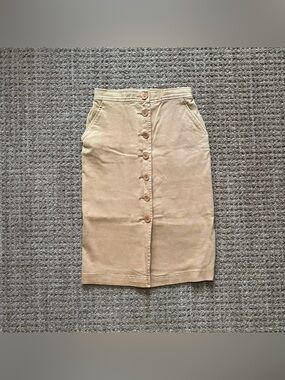 Aritzia Beige Midi Button-up Skirt 4